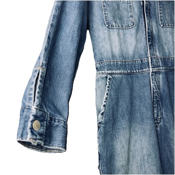 Lee Union Alls Jumpsuit Sz Small Blue Light Denim Modern Retro Overalls Utility - Picture 4 of 11